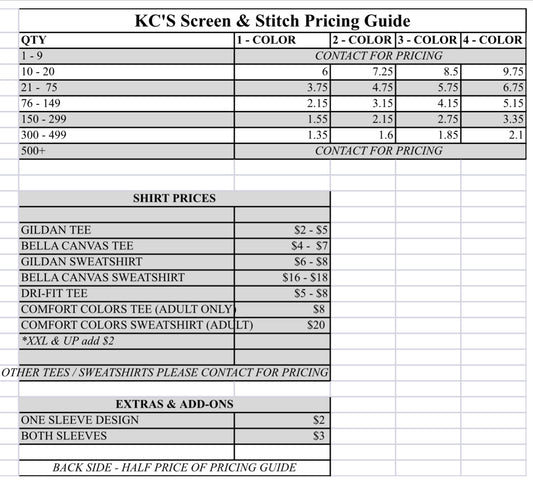 PRICE GUIDE